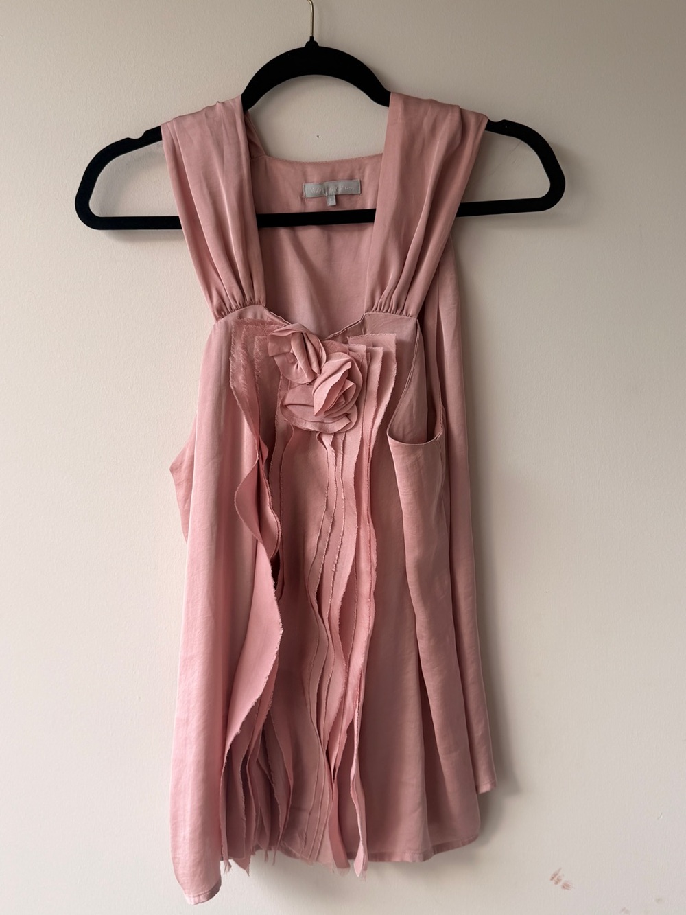 Violet & Claire Dusty Pink Sleeveless Ruffle-Front Tank